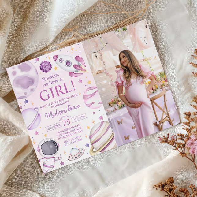 Invitation Houston Nous Avons Un Baby shower Spatial Fille (Créateur téléchargé)