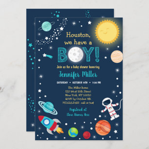 Invitation Houston Nous Avons Un Baby shower Spatial Garçon