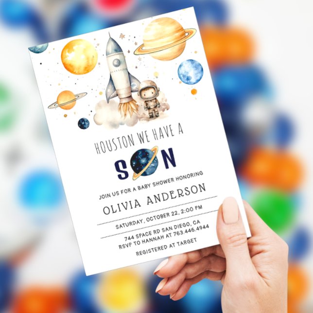 Invitation Houston Nous avons un Baby shower spatial Son Astr (Créateur téléchargé)