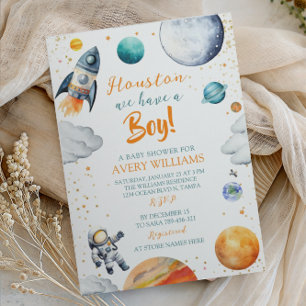 Invitation Houston, nous avons un bébé, douche spatiale pour