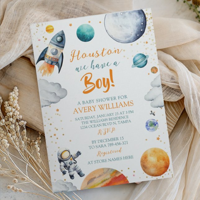 Invitation Houston, nous avons un bébé, douche spatiale pour  (Créateur téléchargé)