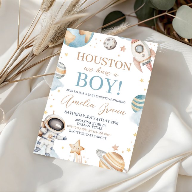 Invitation Houston, nous avons un bébé garçon, douche de bébé (Créateur téléchargé)
