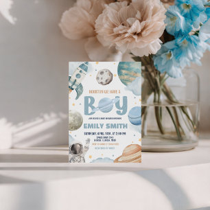 Invitation Houston, nous avons un bébé garçon, douche de bébé