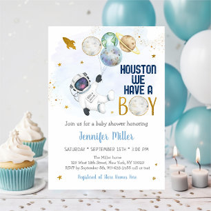 Invitation Houston Nous Avons Un Garçon Astronaut Baby shower