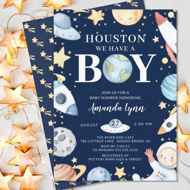 Invitation Houston Nous Avons Un Garçon Baby shower De L'Espa (Créateur téléchargé)