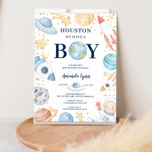 Invitation Houston, nous avons un garçon, Baby Shower Espace