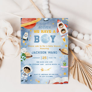 Invitation Houston Nous Avons Un Garçon Baby shower Espace Ex