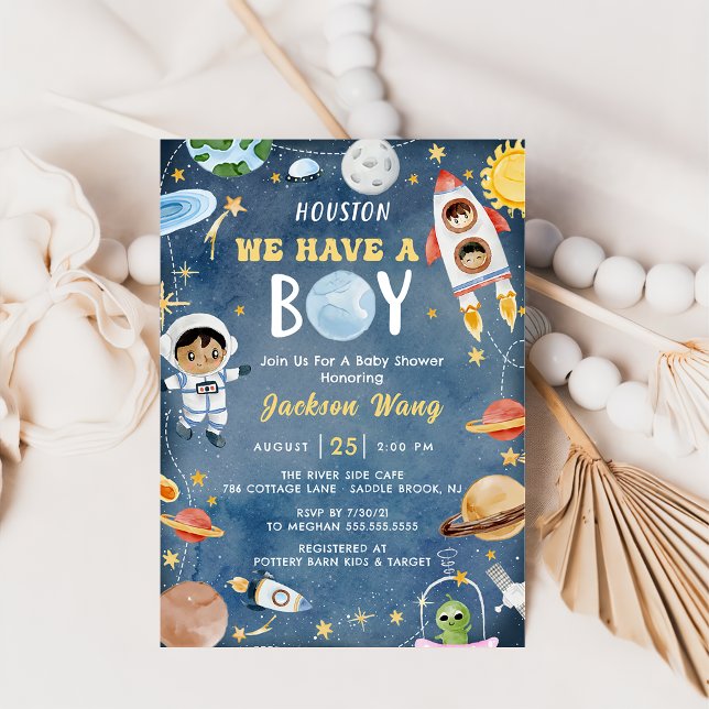 Invitation Houston Nous Avons Un Garçon Baby shower Espace Ex (Créateur téléchargé)