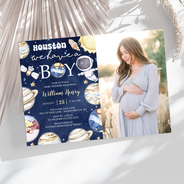 Invitation Houston Nous Avons Un Garçon Baby shower Espace Ex (Créateur téléchargé)
