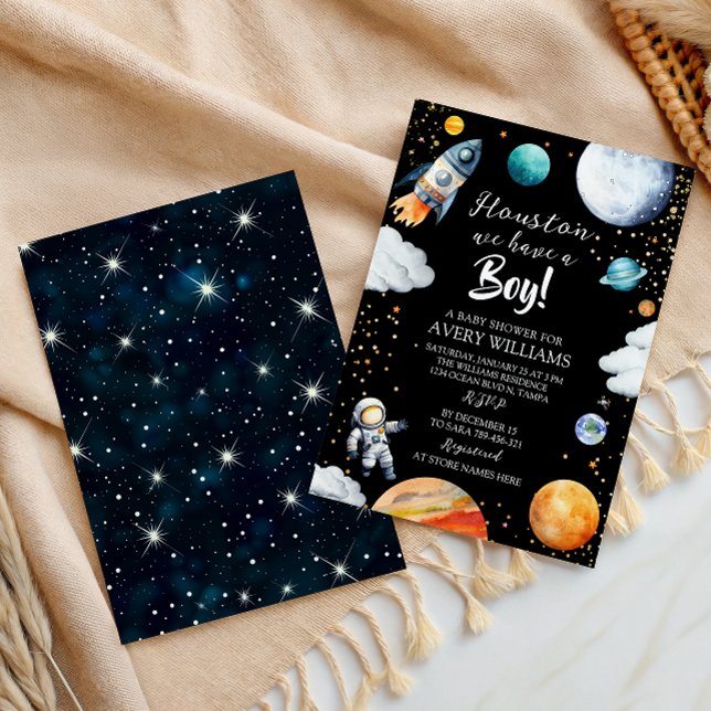 Invitation Houston, nous avons un garçon Fête de bébé dans l' (Créateur téléchargé)