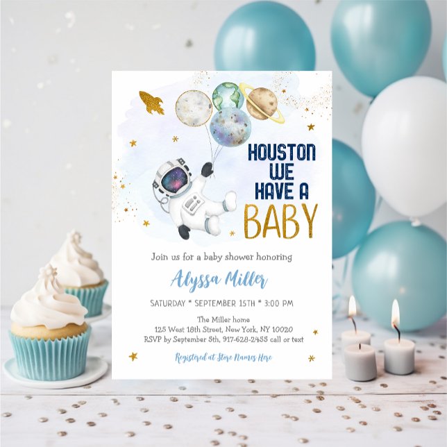Invitation Houston, nous avons une douche de bébé astronaute  (Créateur téléchargé)