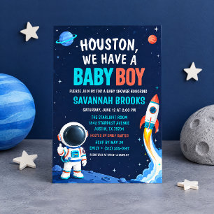 Invitation Houston, nous avons une fête de bébé garçon dans l