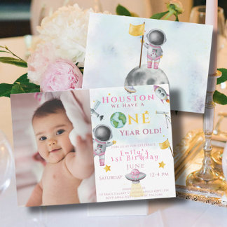 Invitation Houston Nous avons une fille spatiale d'un an