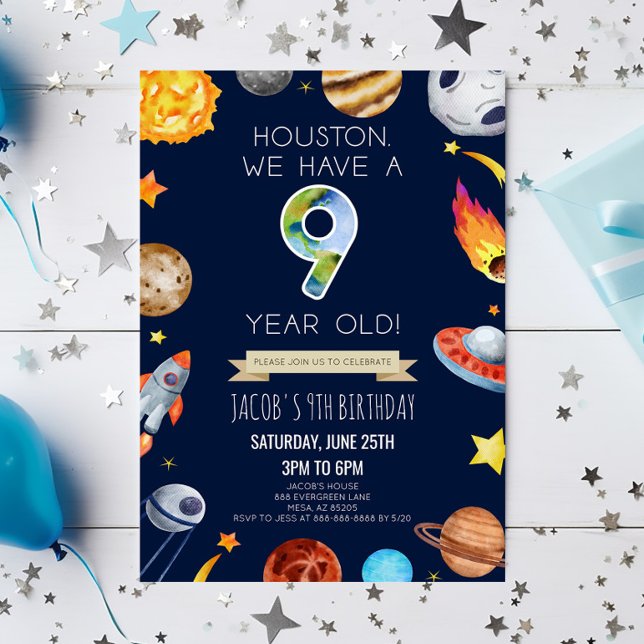 Invitation Houston On A 9 Ans Fête D'anniversaire 9 (Créateur téléchargé)