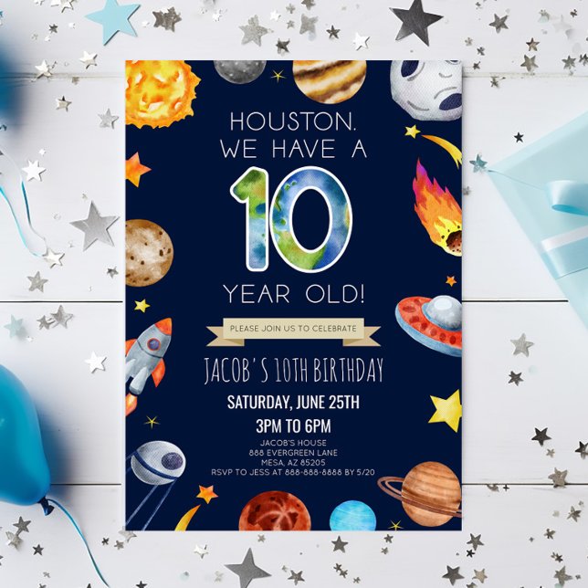 Invitation Houston We Have A 10 Year Old Fête d'anniversaire  (Créateur téléchargé)