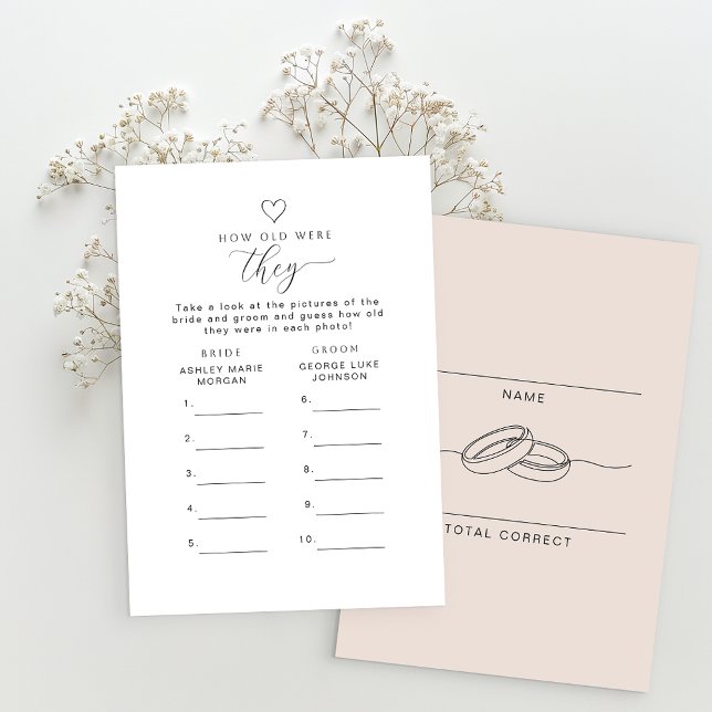 Invitation How Old Were They Printable Game Card (Digital download available - Shower game card)