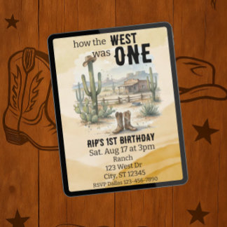 Invitation How the West was ONE, western 1st Birthday