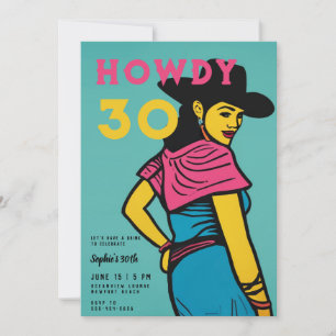 Invitation Howdy 30 Pays Western Comic Pink 30e anniversaire