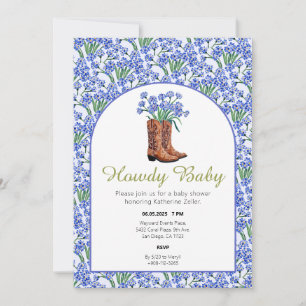 Invitation Howdy Baby Bluebonnets Cowboy Western
