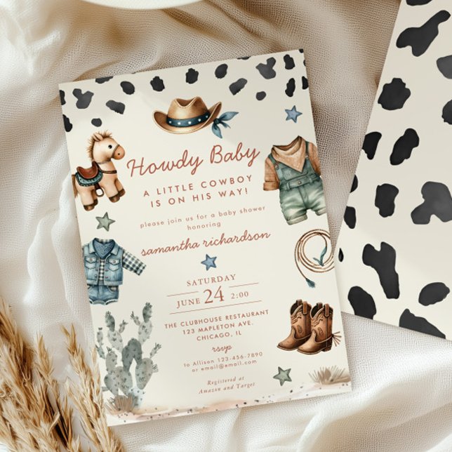 Invitation Howdy Baby Little Cowboy Baby shower (Créateur téléchargé)