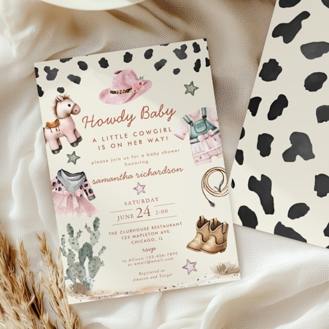 Invitation Howdy Baby Little Cowgirl Baby shower (Créateur téléchargé)