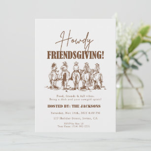 Invitation Howdy Friendsgiving Cowgirl occidentale