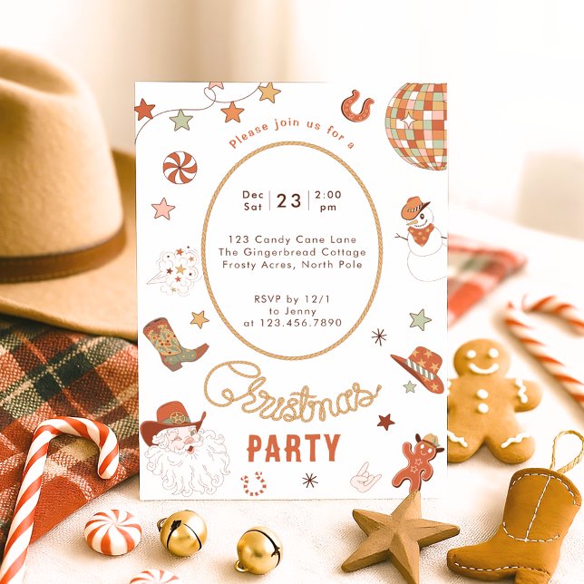 Invitation Howdy Partner Western Christmas Party (Créateur téléchargé)