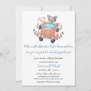 Invitation Howling avec Joy Cute Wolf Baby shower garçon Invi