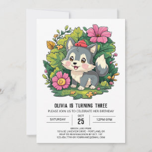 Invitation Howling Magical Digital Wolf Anniversaire