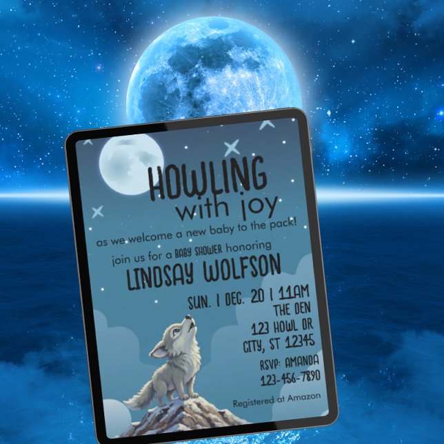 Invitation Howling with Joy, Wolf Baby Shower (Créateur téléchargé)