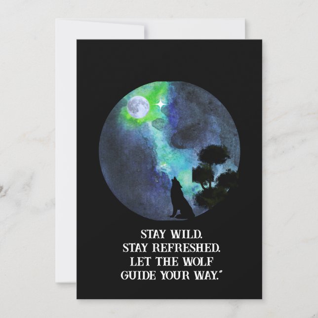 Invitation Howling Wolf Moonlight – Mystical Forest Night Wat (Devant)