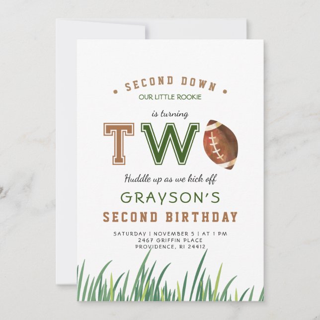 Invitation Huddle Up Football 2e fête d'anniversaire (Devant)