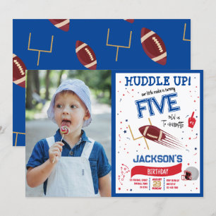 Invitation Huddle Up Little Rookie Football Photo Anniversair