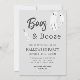 Invitation Huées et boissons Adultes Halloween Gris Blanc Inv