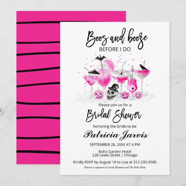 Invitation Huées et boissons avant ma soirée de mariage d'Hal (Devant / Derrière)