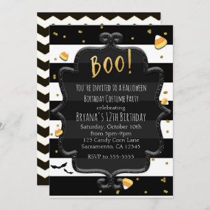 Invitation HUEZ ! Bonbons au maïs rayés noirs et blancs