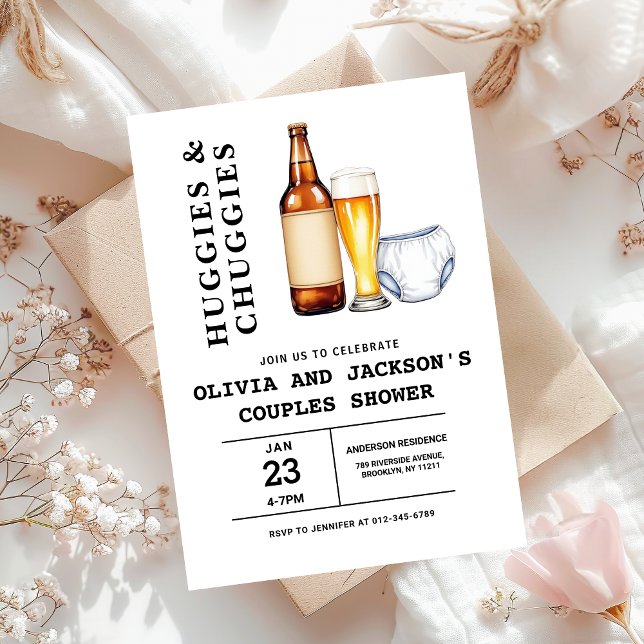 Invitation Huggies et Baby shower de couples de chouggies (Créateur téléchargé)