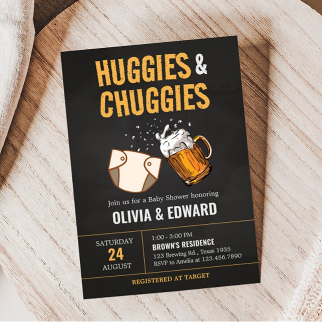 Invitation Huggies et chuggies Baby shower de fête de couche (Dads Beer and Diaper Baby Shower Invitation)