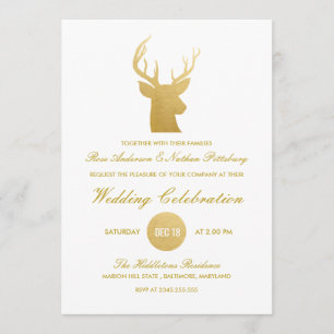 Invitation Huile d'or de Reinder Antler Faux  Mariage d'hiver