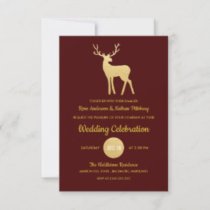 Invitation Huile d'or de Reinder Antler Faux  Mariage élégant