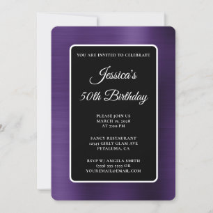Invitation Huile violet foncé Noir et blanc 50e anniversaire