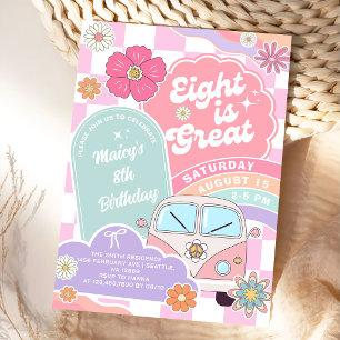 Invitation Huit ans c'est super Anniversaire Daisy Arc-en-cie
