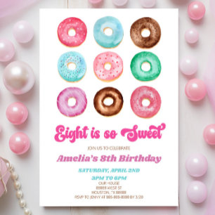 Invitation Huit est tellement sucré Donut 8e fête d'anniversa