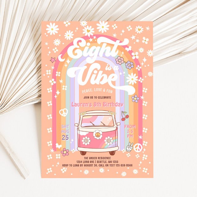 Invitation Huit est une ambiance Daisy Groovy 8e anniversaire (Créateur téléchargé)