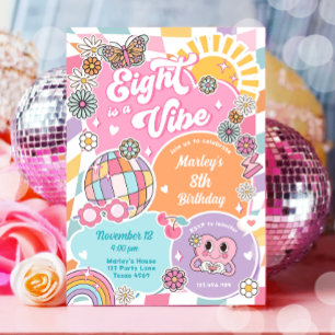 Invitation Huit est Vibe Retro Preppy Varsity Anniversaire