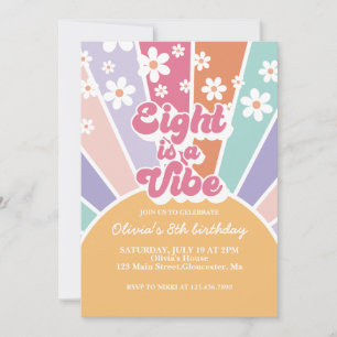 Invitation Huit est Vibe Retro Sunshine Rainbow Daisy