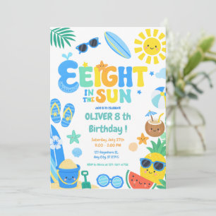 Invitation Huit sur la fête d'anniversaire de la plage ensole