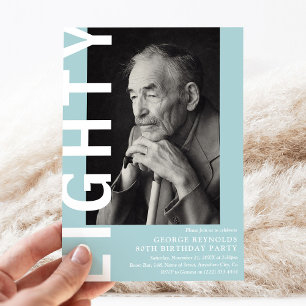 Invitation HUITIÈME Photo moderne Fête d'anniversaire 80e