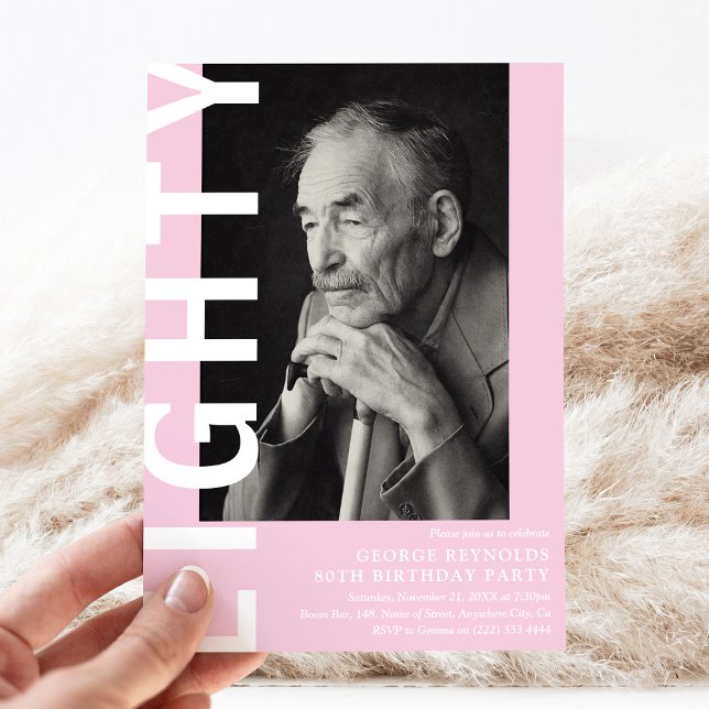 Invitation HUITIÈME Photo moderne Fête d'anniversaire 80e (Créateur téléchargé)