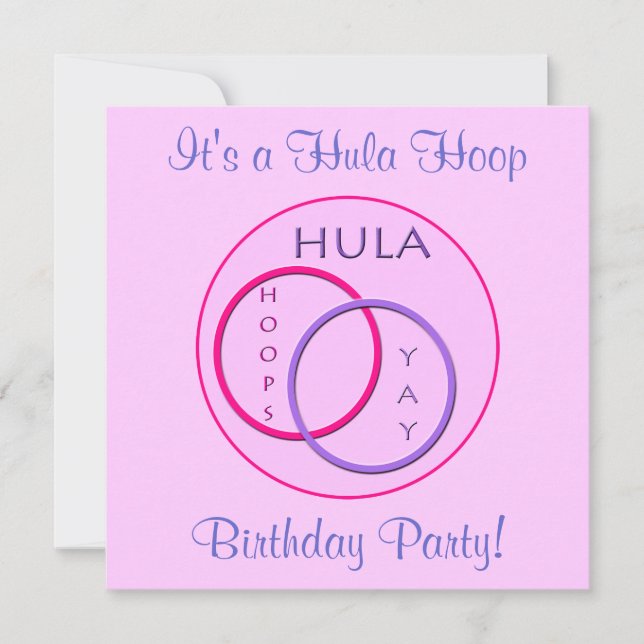 Invitation Hula Hoop Pink Purple Anniversaire de enfant Party (Devant)
